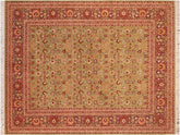 handmade Traditional Regular Green Aubergine Hand Knotted RECTANGLE 100% WOOL area rug 8x10